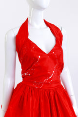 Vintage Fabrice Splatter Tiered Party Gown front on mannequin closeup @recess la