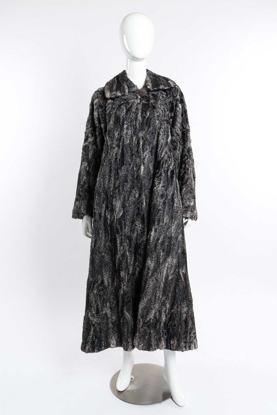 Vintage Fendi Lamb Fur Coat front on mannequin @recessla