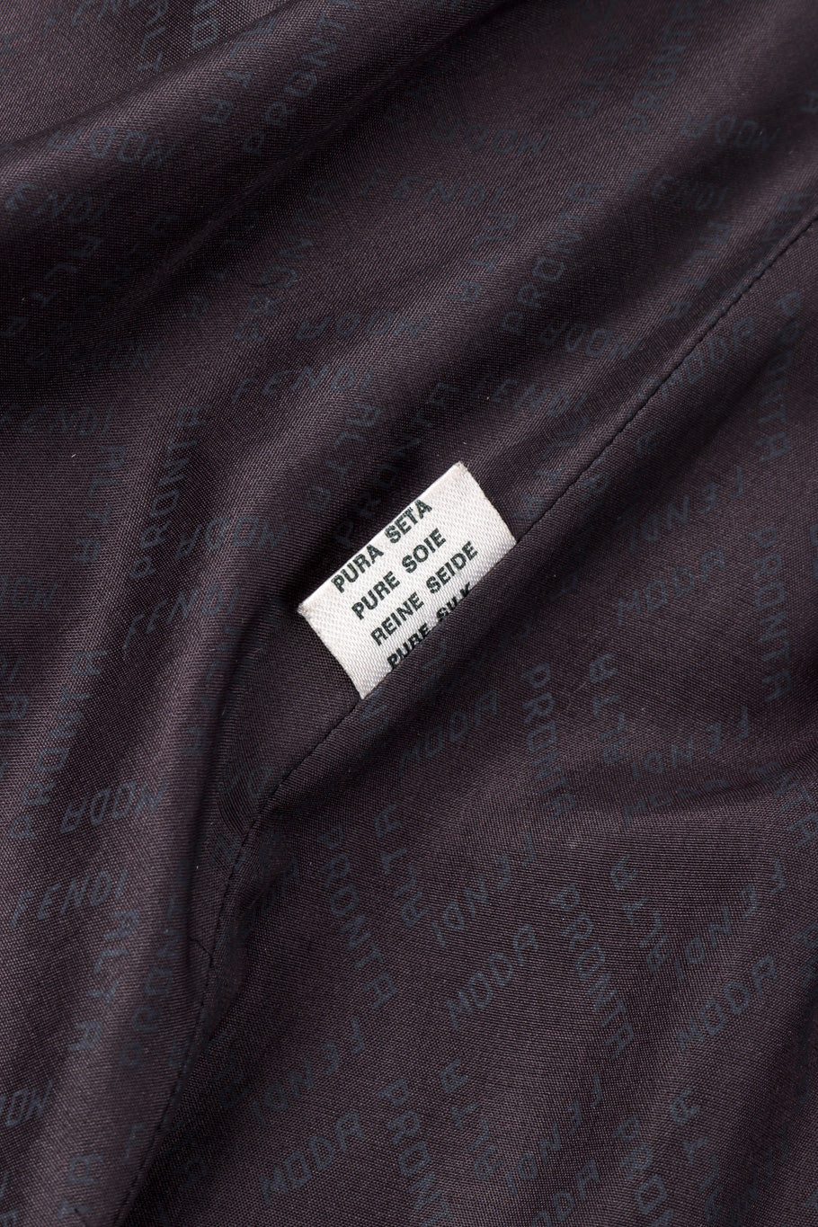 Vintage Fendi Lamb Fur Coat fabric content closeup @recessla