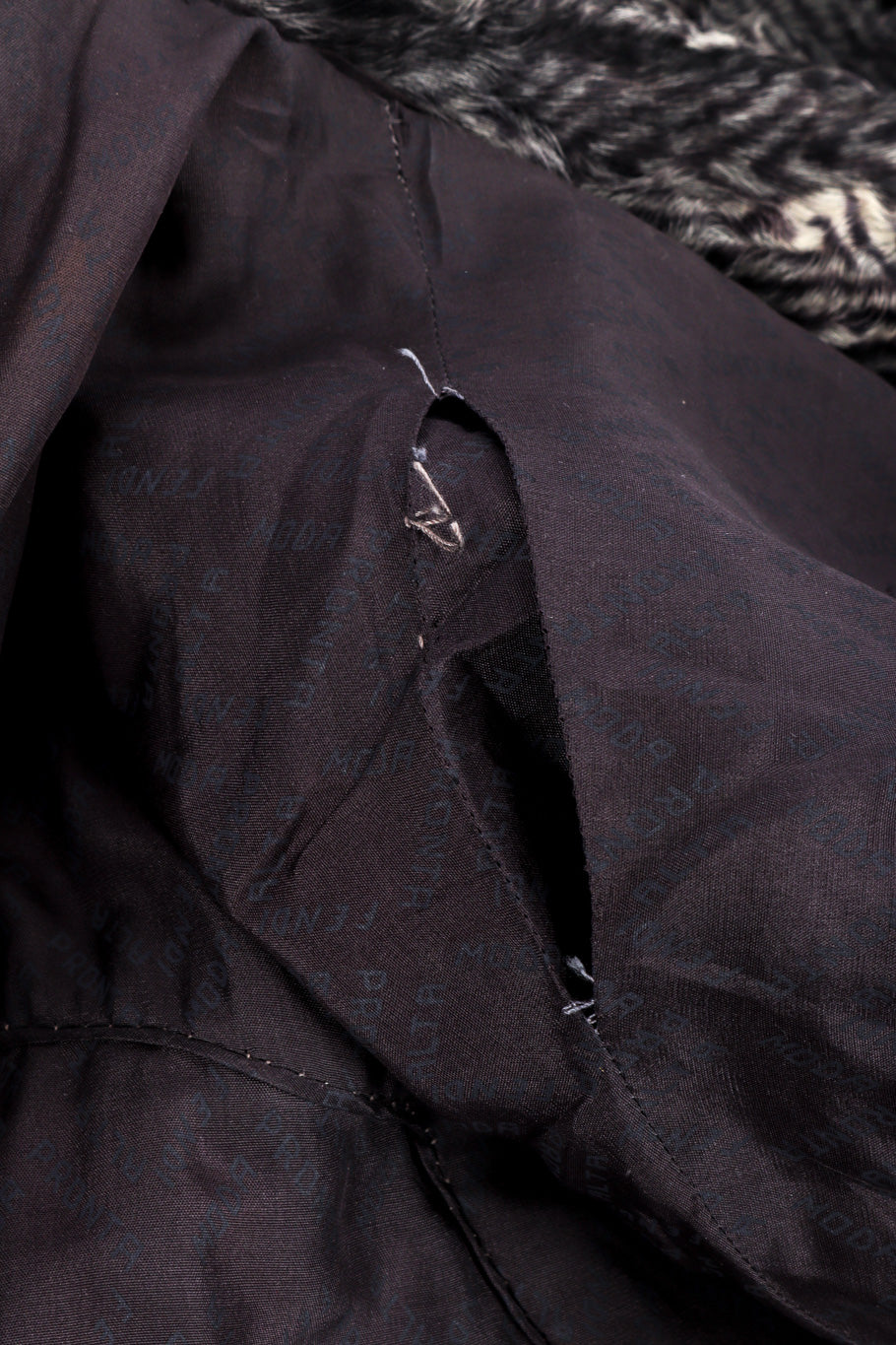 Vintage Fendi Lamb Fur Coat split seam closeup @recessla