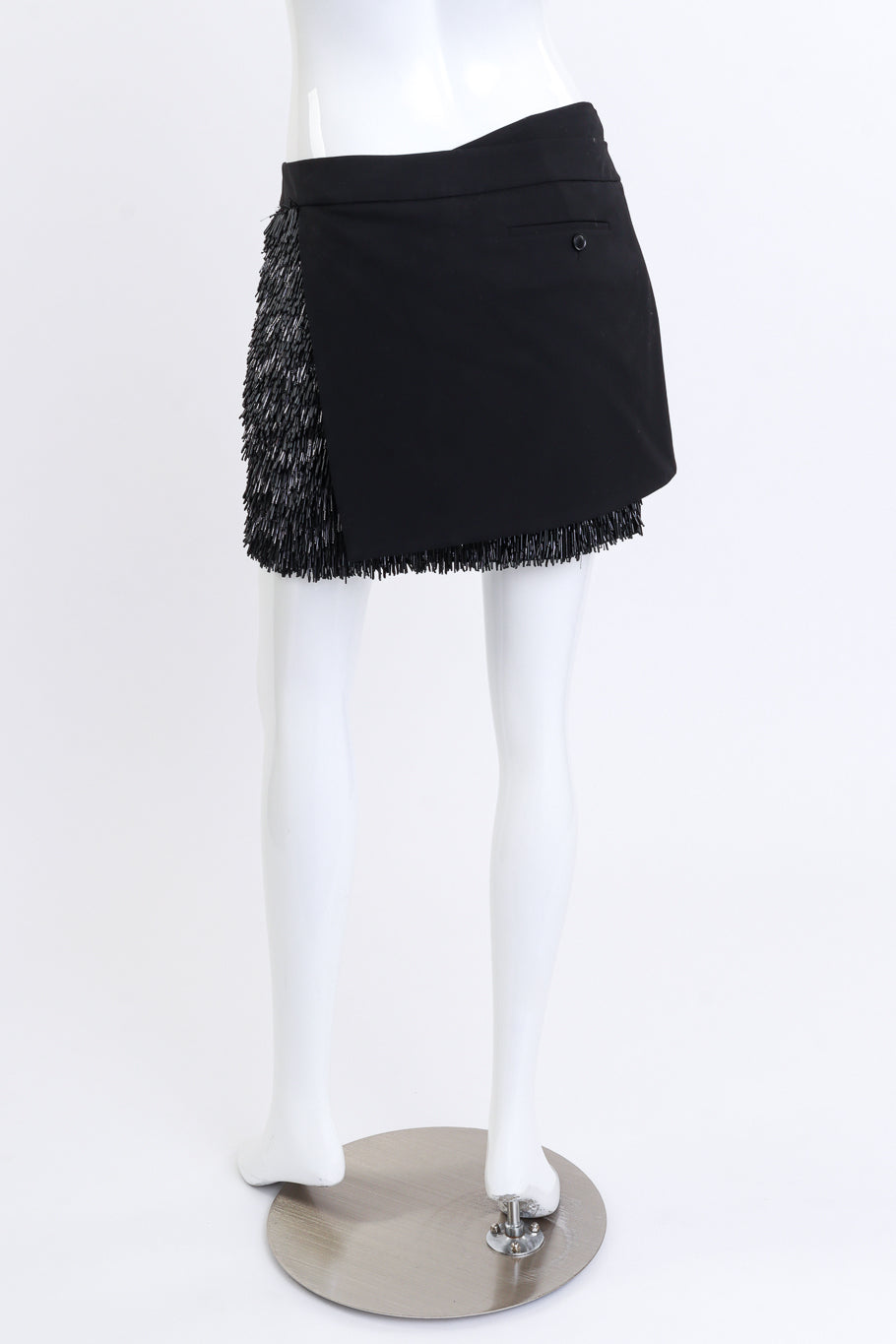 Asymmetrical Beaded Mini Skirt by Salvatore Ferragamo on mannequin back @ Recess LA