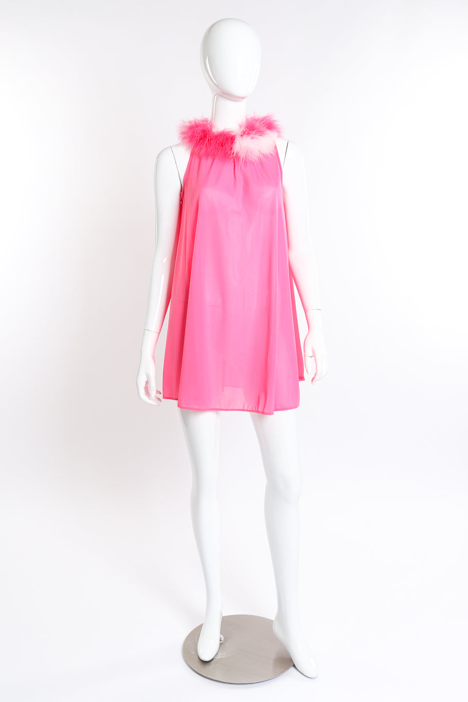 Vintage Flair Marabou Trim Top & Dress Set dress front on mannequin @recess la