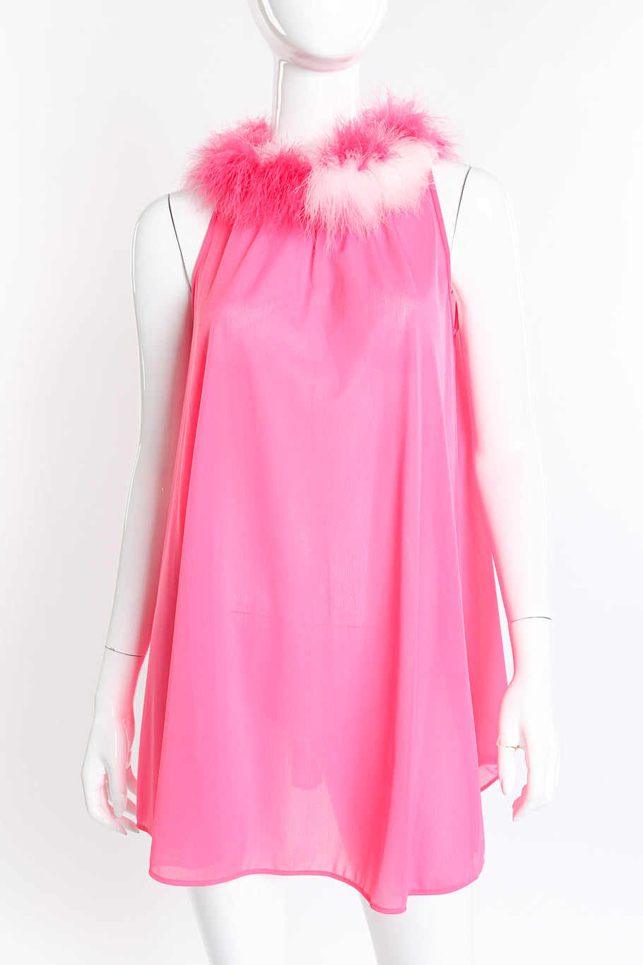 Vintage Flair Marabou Trim Top & Dress Set dress front on mannequin closeup @recess la