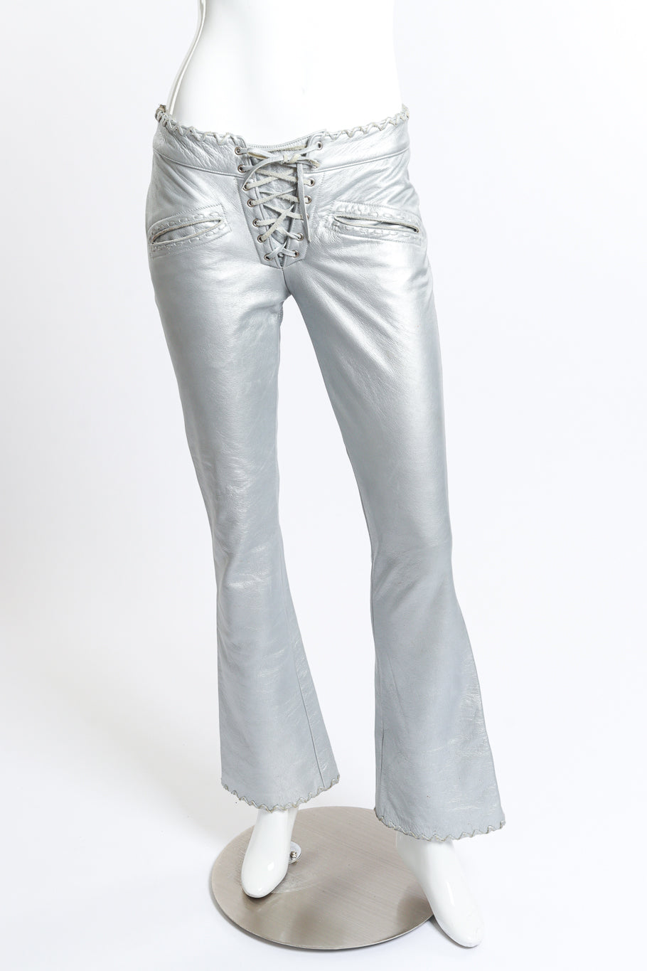 Silver Leather Pants by Frankie B on mannequin @RECESS LA