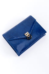 Fred Hayman Jeweled Jaguar Navy Lizard Clutch flat lay @RECESS LA