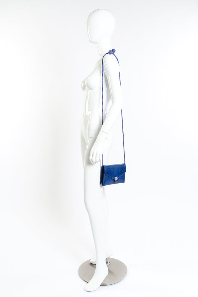 Fred Hayman Jeweled Jaguar Navy Lizard Clutch on mannequin @RECESS LA