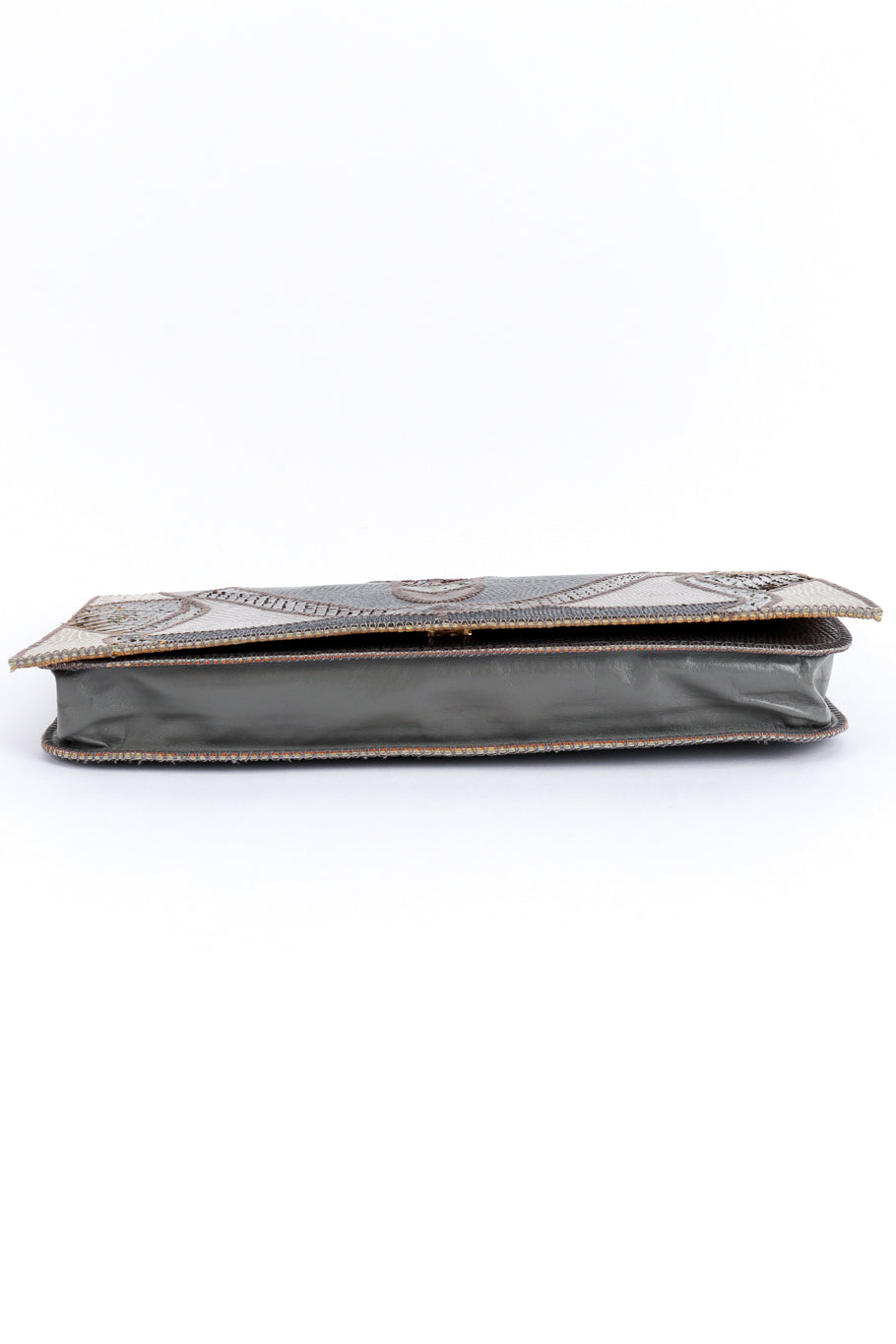 Furst & Mooney Snakeskin Patchwork Envelope Clutch bottom @RECESS LA