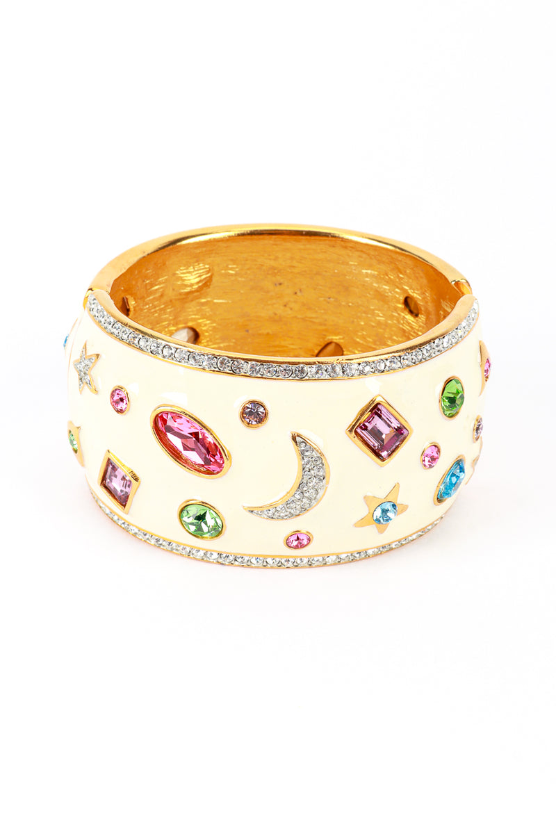 Vintage Kenneth Jay Lane Celestial Enamel Gem Bracelet front @recess la