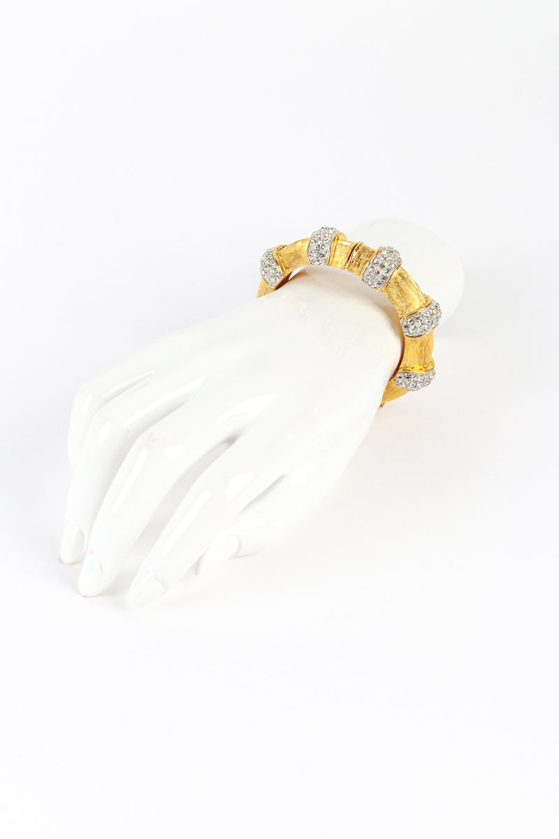 Vintage Oscar de la Renta Rhinestone Ribbed Bangle on mannequin hand @recess la