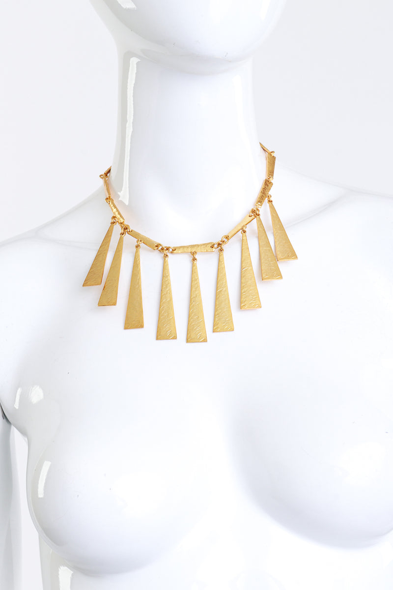 Vintage Kenneth Jay Lane Abstract Lightning Strike Drop Collar Necklace on mannequin @recess la