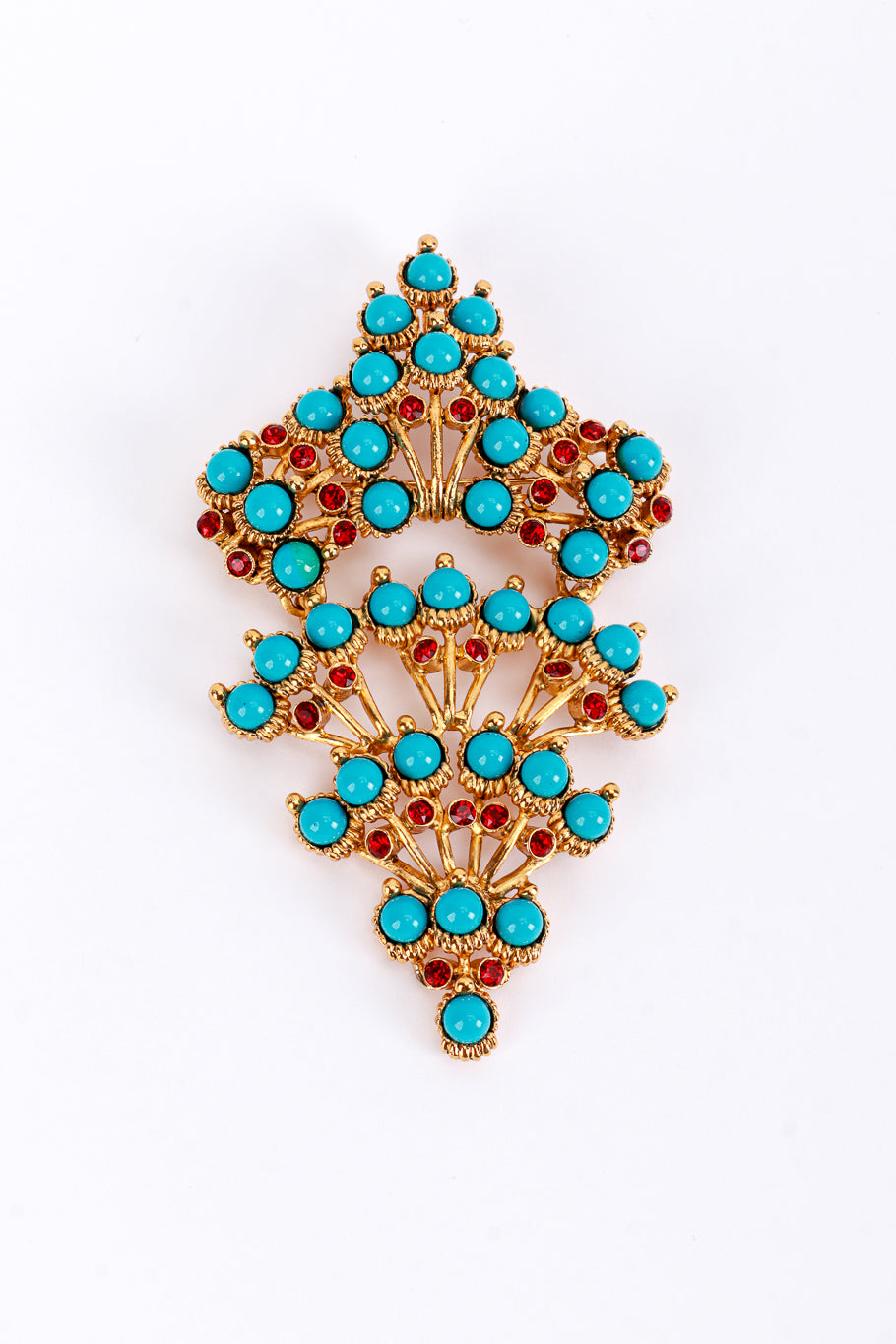 Vintage Kenneth Jay Lane Turquoise Stone Fan Drop Brooch front @recess la