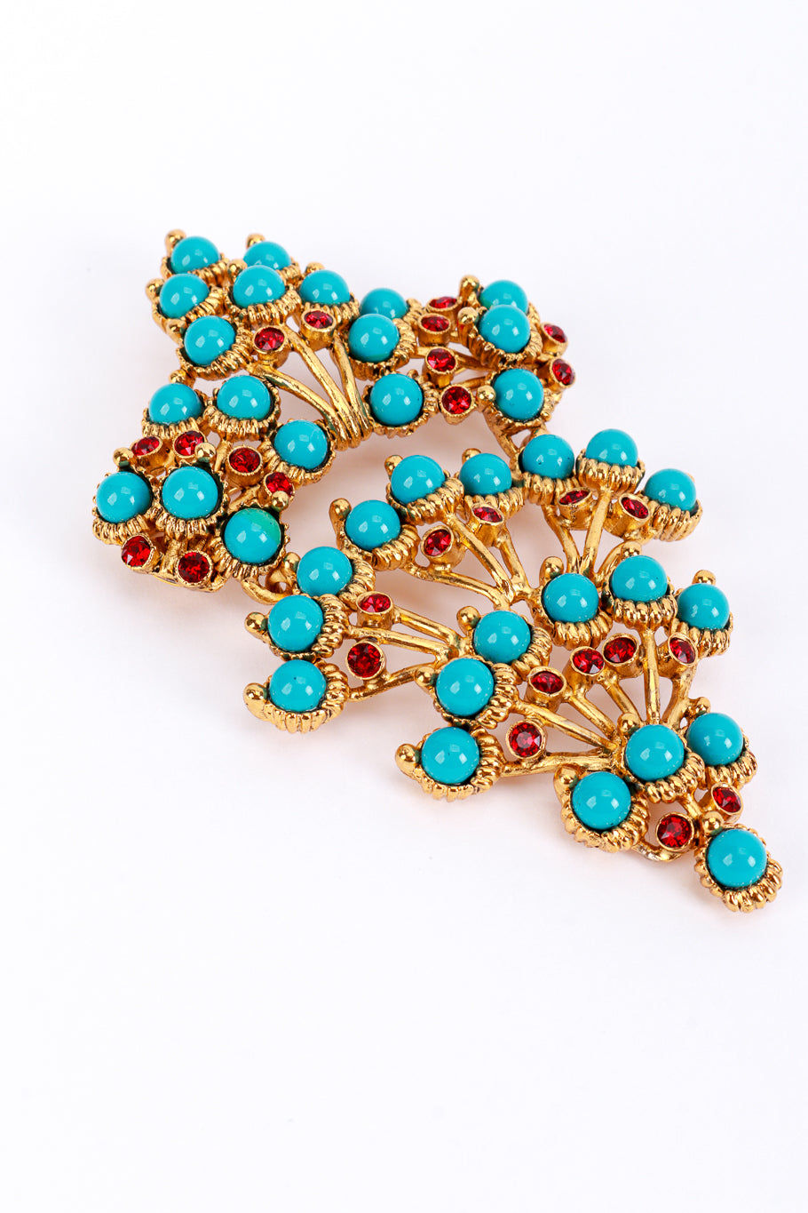 Vintage Kenneth Jay Lane Turquoise Stone Fan Drop Brooch detail @recess la