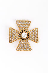 Vintage Kenneth Jay Lane Rhinestone Maltese Cross Brooch front @recess la