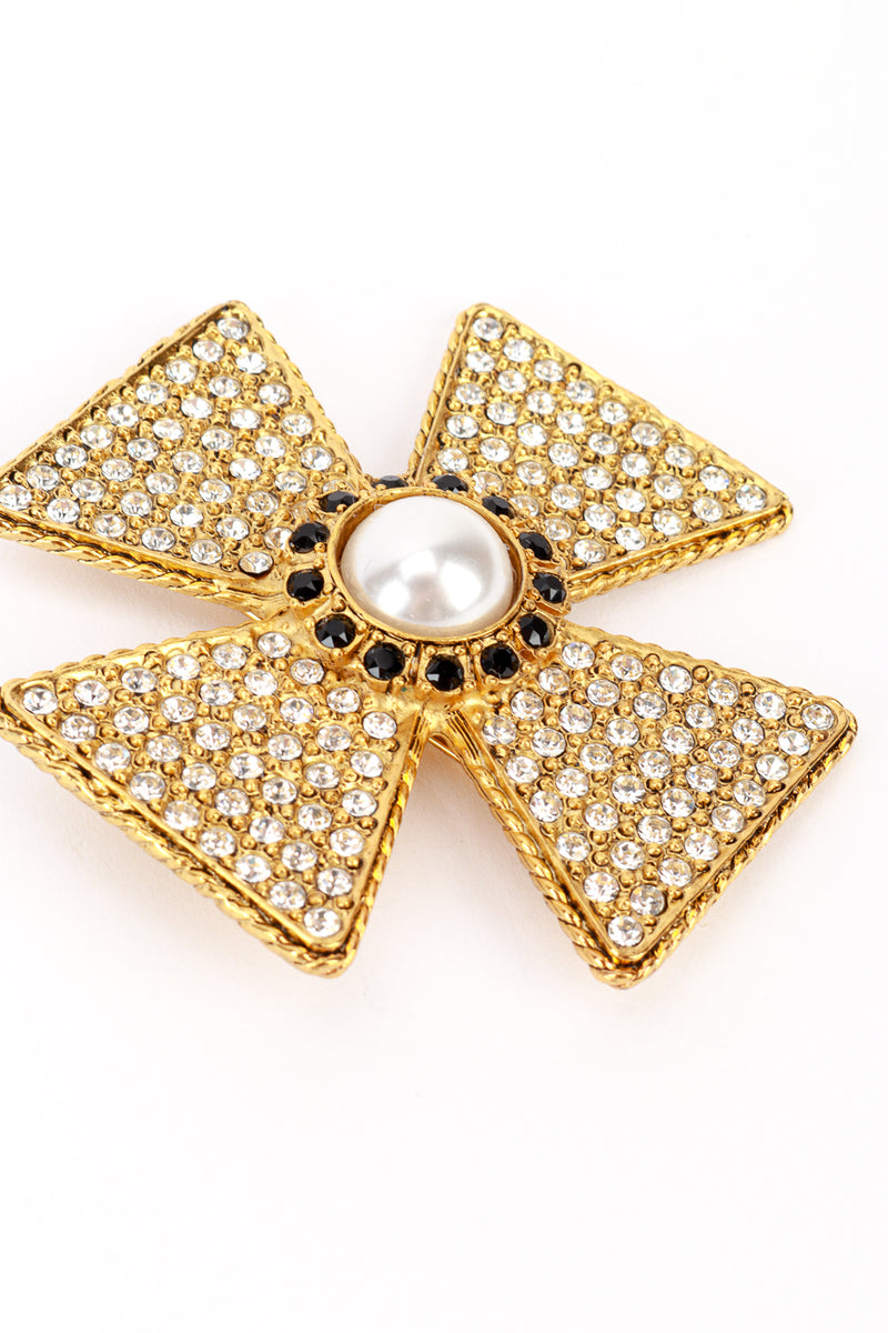 Vintage Kenneth Jay Lane Rhinestone Maltese Cross Brooch detail @recess la