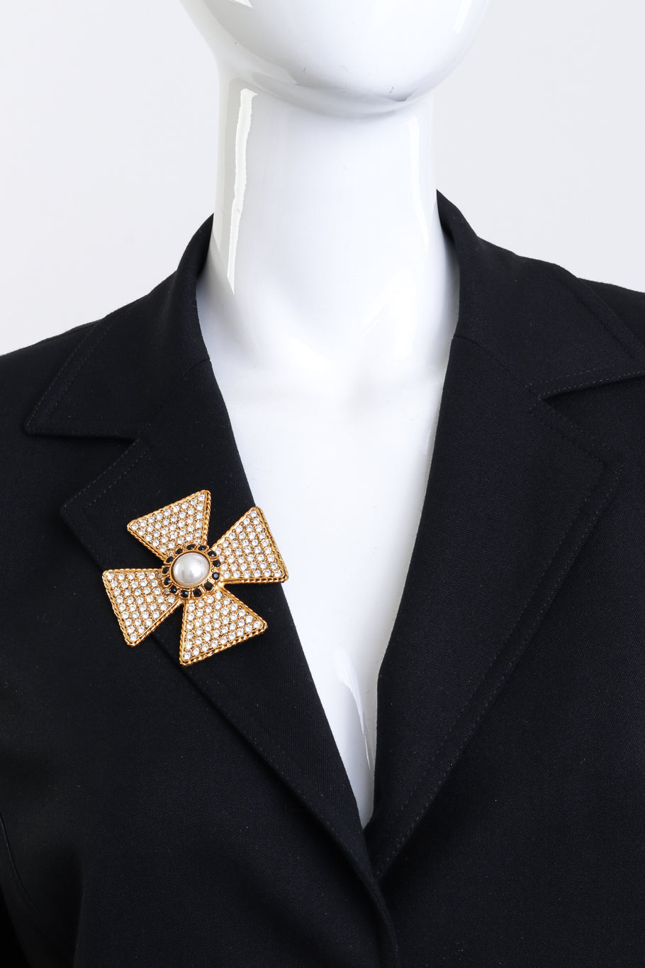 Vintage Kenneth Jay Lane Rhinestone Maltese Cross Brooch on mannequin @recess la