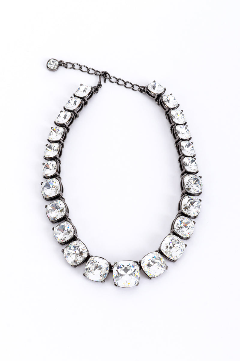 Vintage Kenneth Jay Lane Graduated Crystal Cushion Collar Necklace front @recess la