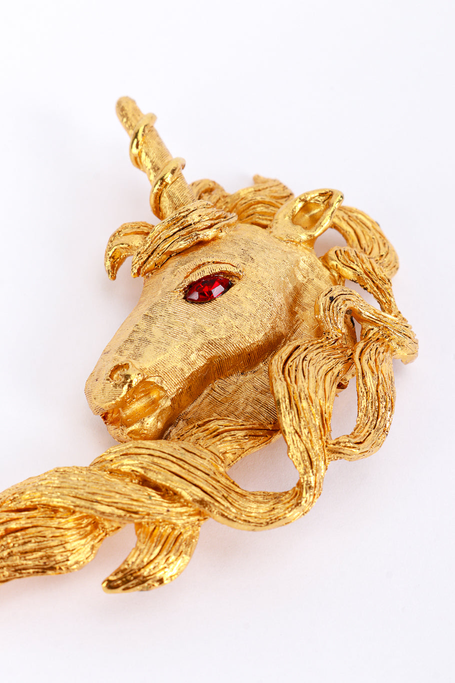 Vintage Kenneth Jay Lane Golden Unicorn Brooch detail @recess la