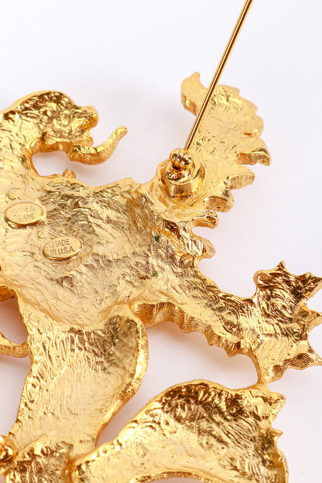 Vintage Kenneth Jay Lane Golden Griffin Brooch cartouche and patina spot @recess la