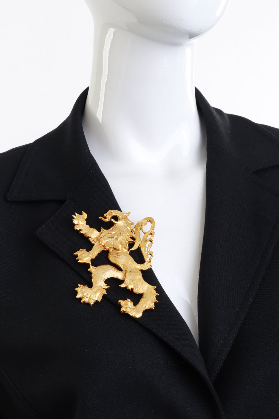 Vintage Kenneth Jay Lane Golden Griffin Brooch on mannequin @recess la