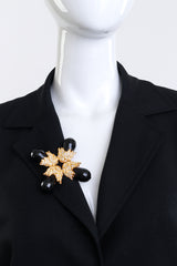 Vintage Kenneth Jay Lane Black Golden Acorn Burst Brooch on mannequin @recess la