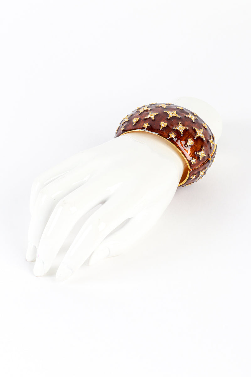 Vintage Kenneth Jay Lane Twinkling Star Bronze Enamel Bangle worn @RECESS LA