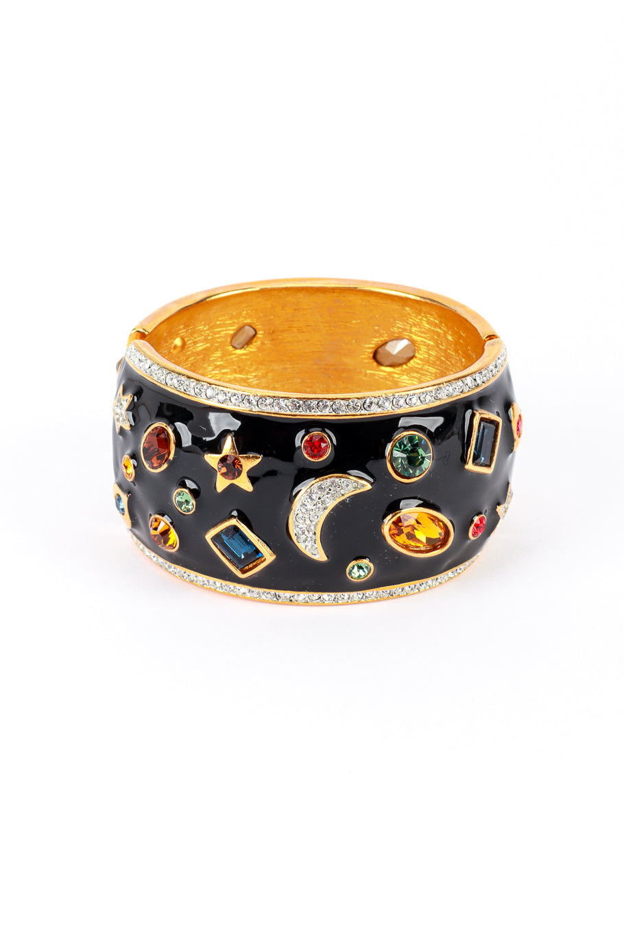 Vintage Kenneth Jay Lane Celestial Black Enamel Gem Bracelet @RECESS LA