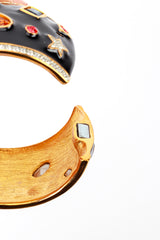 Vintage Kenneth Jay Lane Celestial Black Enamel Gem Bracelet open @RECESS LA