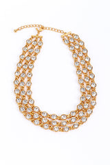 Vintage Kenneth Jay Lane 3-Strand Gold Crystal Chiclet Collar Necklace front @recess la