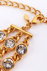 Vintage Kenneth Jay Lane 3-Strand Gold Crystal Chiclet Collar Necklace clasp and signature @recess la