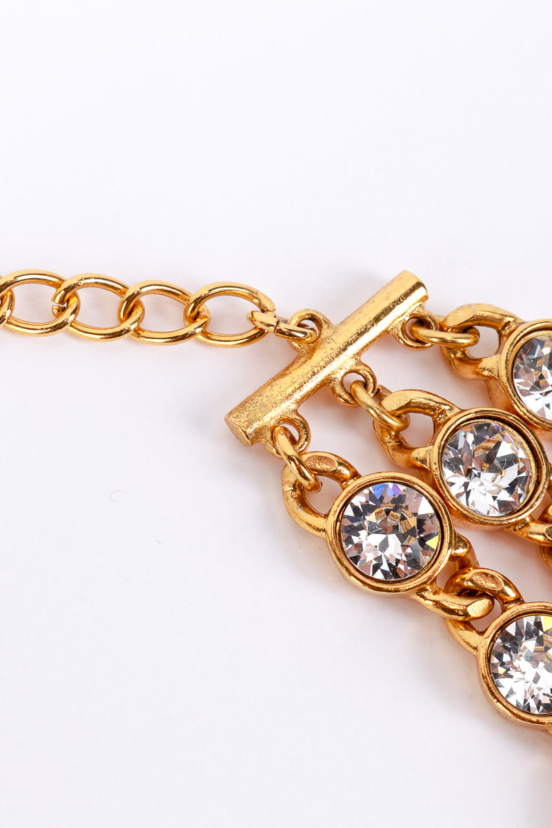 Vintage Kenneth Jay Lane 3-Strand Gold Crystal Chiclet Collar Necklace connector wear @recess la