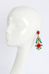 Vintage Kenneth Jay Lane Crystal & Candy Cabochon Chandelier Earrings on mannequin @recess la