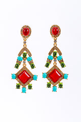 Vintage Kenneth Jay Lane Crystal & Candy Cabochon Chandelier Earrings front @recess la