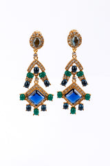 Vintage Kenneth Jay Lane Crystal & Byzantine Cabochon Chandelier Earrings front @recess la