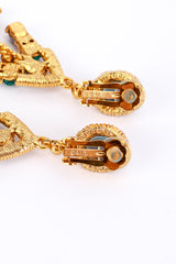 Vintage Kenneth Jay Lane Crystal & Byzantine Cabochon Chandelier Earrings signature @recess la