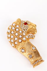 Vintage Kenneth Jay Lane Crystal & Pearl Mughal Lion Brooch detail @recess la