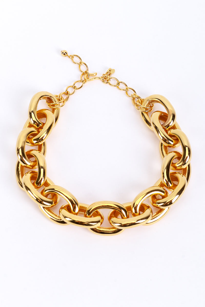 Vintage Kenneth Jay Lane Oversized Gold Cable Chain Collar Necklace front @recess la