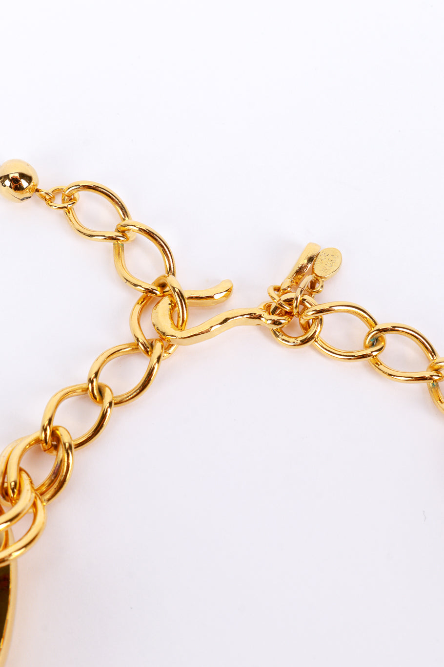 Vintage Kenneth Jay Lane Oversized Gold Cable Chain Collar Necklace clasp @recess la