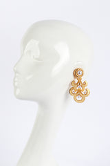 Vintage Kenneth Jay Lane Golden Pearl Fleur di Lis Chandelier Earrings on mannequin @recess la