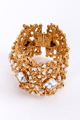 Vintage Kenneth Jay Lane Bejeweled Coral Branch Bangle Cuff view of inner 
hinge @recess la