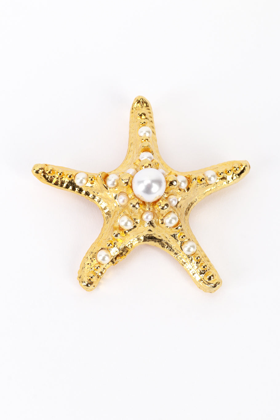 Vintage Kenneth Jay Lane Golden Pearl Starfish Brooch @RECESS LA