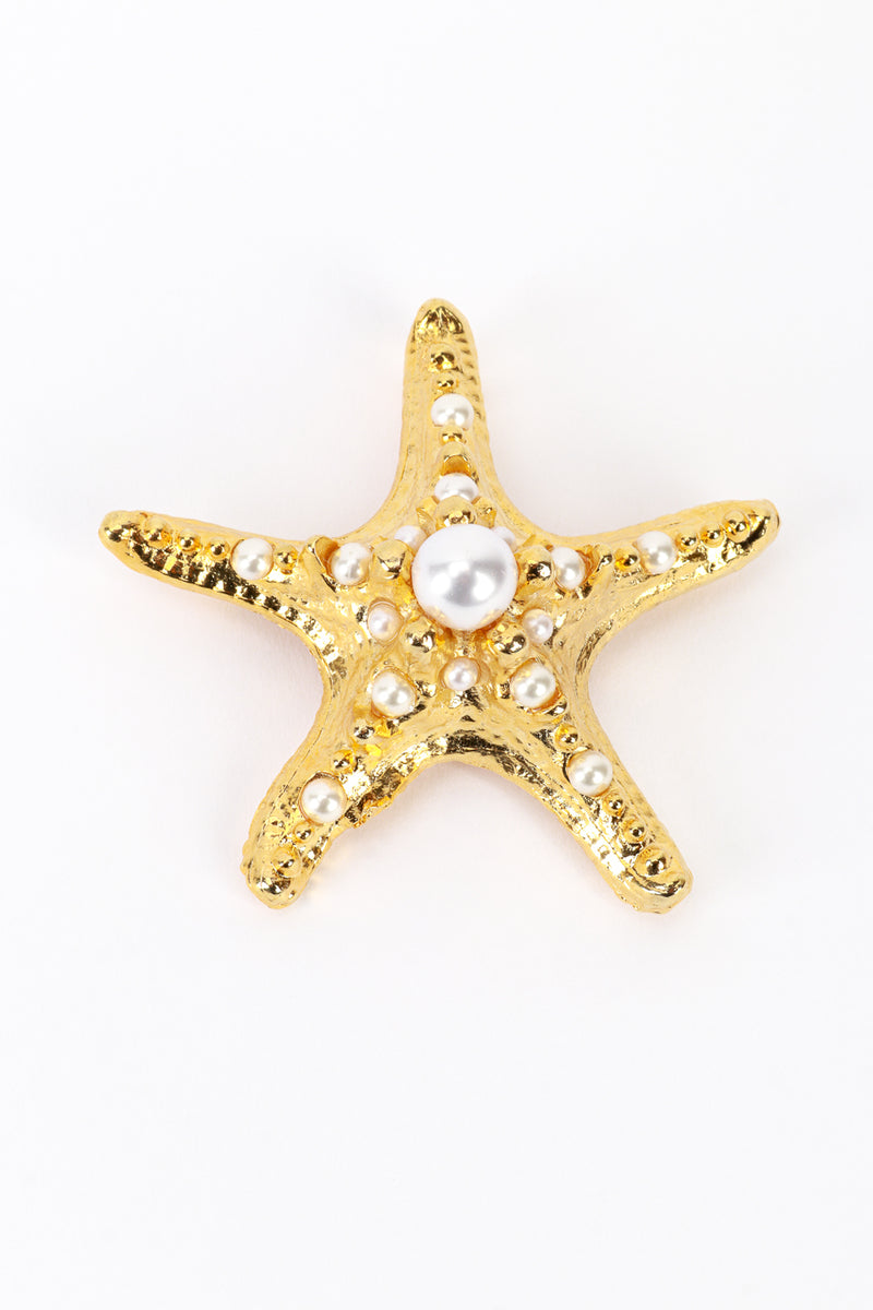 Vintage Kenneth Jay Lane Golden Pearl Starfish Brooch @RECESS LA