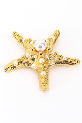 Vintage Kenneth Jay Lane Golden Pearl Starfish Brooch detail @RECESS LA