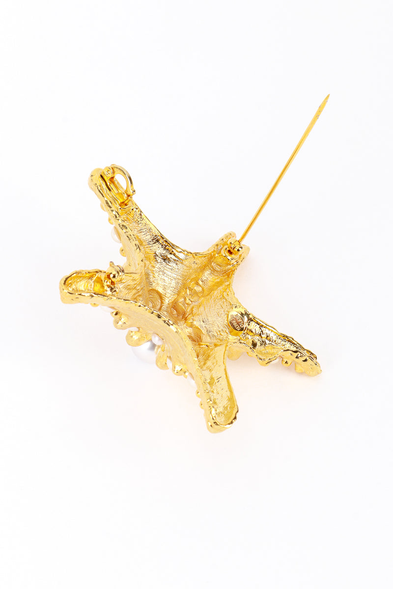 Vintage Kenneth Jay Lane Golden Pearl Starfish Brooch clip @RECESS LA