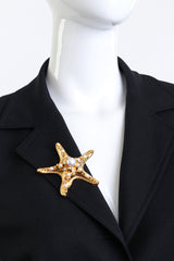 Vintage Kenneth Jay Lane Golden Pearl Starfish Brooch on mannequin @recess la