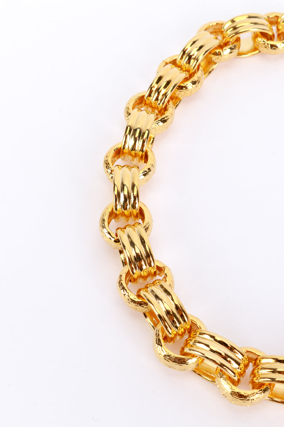 Vintage Kenneth Jay Lane Ribbed Rolo Link Chain Collar Necklace detail @recess la