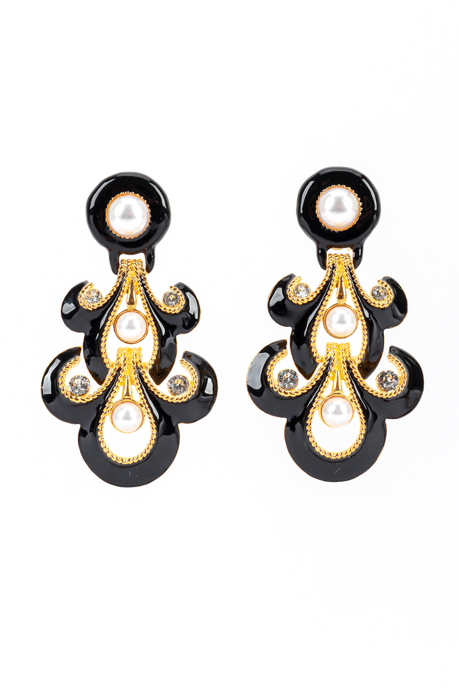 Vintage Kenneth Jay Lane Enamel Fleur De Lis Chandelier Earrings @RECESS LA