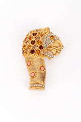 Vintage Kenneth Jay Lane Warm Crystal Mughal Lion Brooch front @recess la