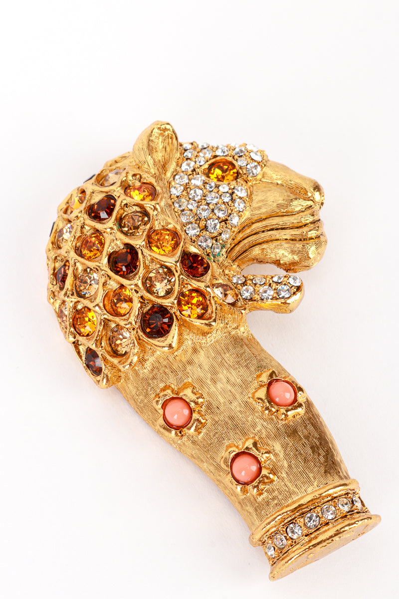 Vintage Kenneth Jay Lane Warm Crystal Mughal Lion Brooch detail @recess la