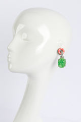 Kenneth Jay Lane Carved Jade Drop Deco Earrings on mannequin @recess la