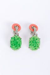 Kenneth Jay Lane Carved Jade Drop Deco Earrings front @recess la